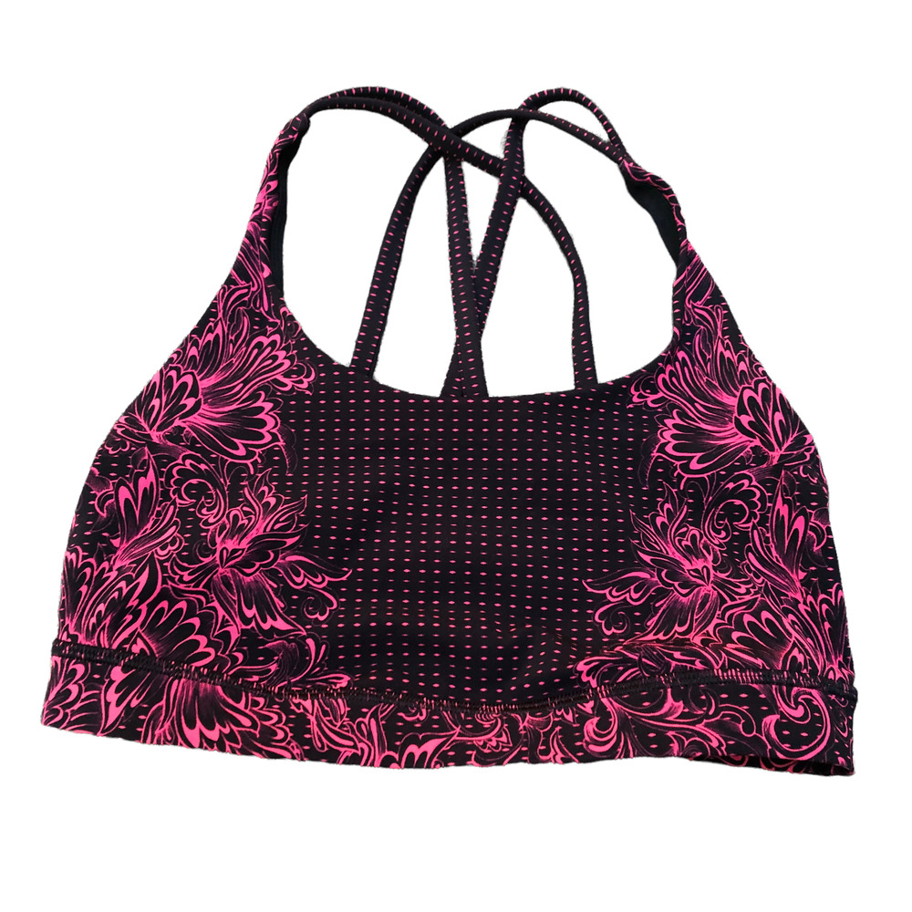 LULULEMON Energy Sports Bra Infinity Energy Bra Glossy Black Size 6 Yoga Workout